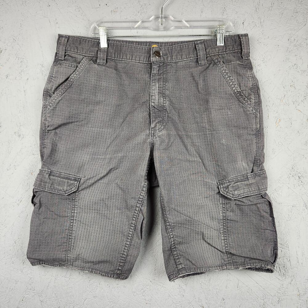 Carhartt Force Cargo Shorts Mens 38 Gray Ripstop Relaxed Fit Workwear BN200-M